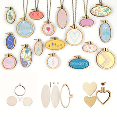 1pc Wooden Mini Small Embroidery Stretch Fixed Frame Round Oval Photo Frame