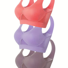 3 Pack Plus Size Sports Bra Set Solid Fitness Gym Tank Bra 3p