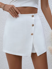 High Waist Solid Skorts Zip Back Summer Shorts