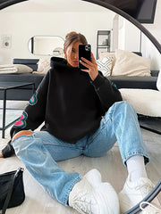 Letter Print Loose Hoodie Casual Long Sleeve Hoodies Sweatshirt