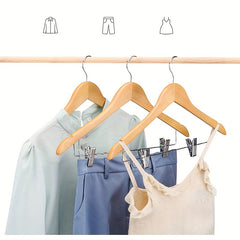 Wooden Hangers Pants Tie Rack Wardrobe Organizer Storage