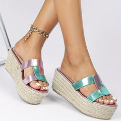 Women's Platform Sandals Cutout Slip On Espadrille Shoes