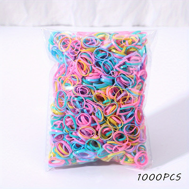1000pcs Girls Mini Hair Ties Set Colorful Elastic Hairbands