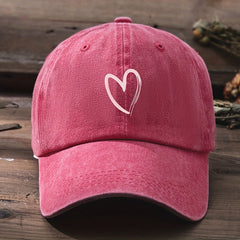 Heart Print Casual Baseball Cap Solid Dad Hats Lightweight Sun Hats