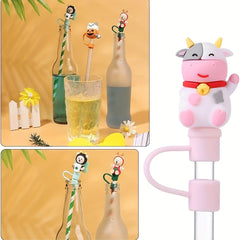 Spooky Halloween Animal Straw Toppers - Reusable & Dustproof