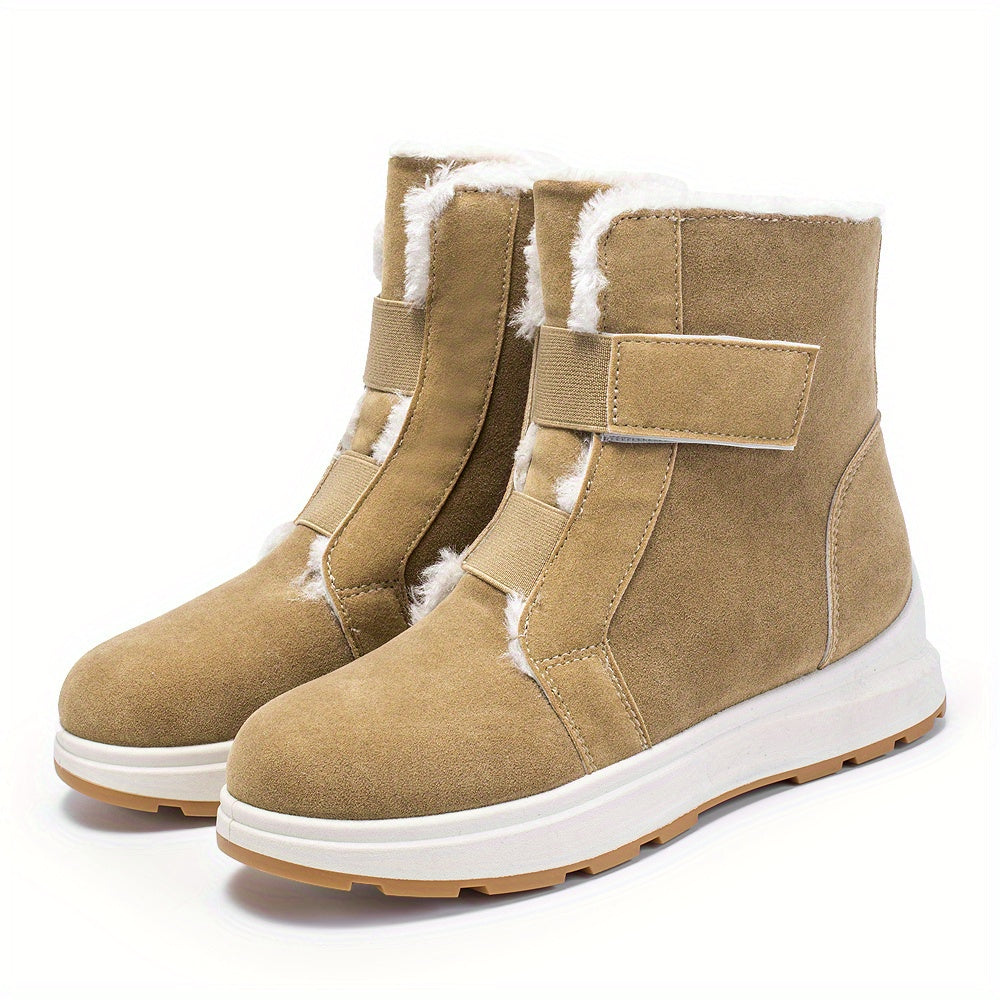 Women's Plush Lined Snow Boots Hook & Loop Ankle Boots