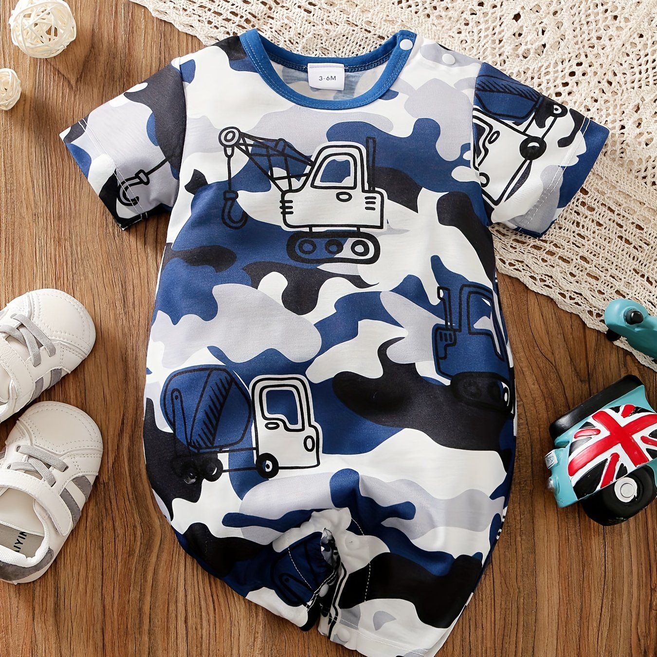Baby Boys Casual Camouflage Short Sleeve Romper Jumpsuit