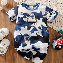 Baby Boys Casual Camouflage Short Sleeve Romper Jumpsuit