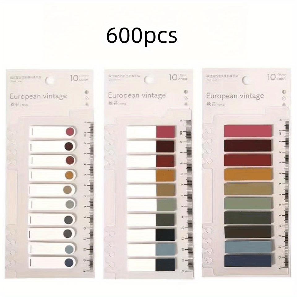 600 Pcs Morandi Colored Stickers Notepad Index Transparent Stickers