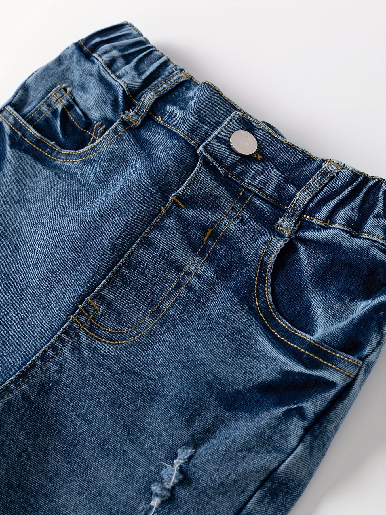 Boys Denim Jeans Cropped Pants Bottoms With Pockets