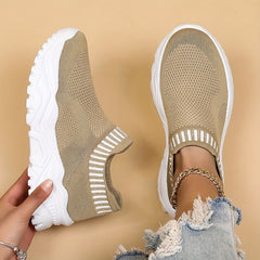 Women's Knit Slip-On Platform Sneakers Breathable Casual Daily Shoes