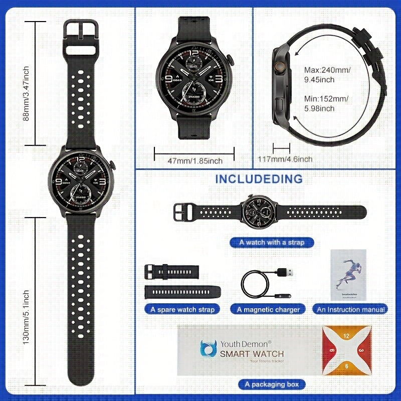 Youth Demon GPS Smart Watch with Compass Altitude Air Pressure AMOLED Display