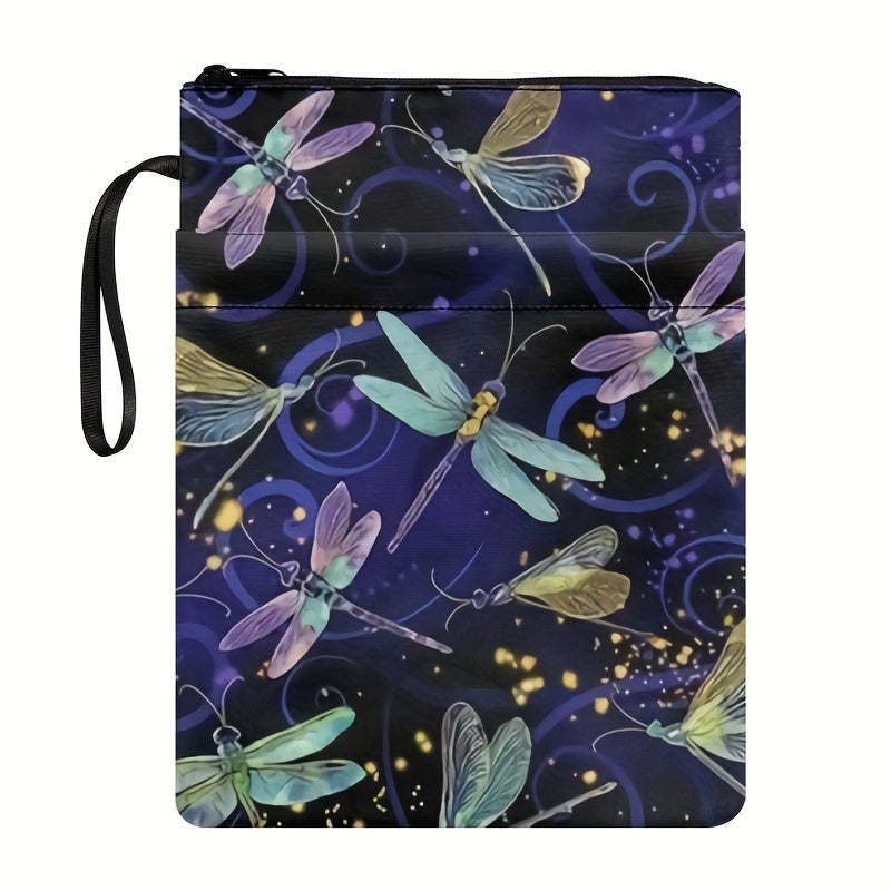 Dragonfly Pattern Book Bag with Zipper