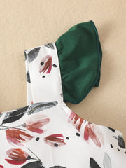 Baby Girls Leaf Print Peplum Top & Shorts Set