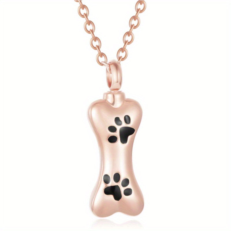 Stainless Steel Paw Bone Pendant Cremation Urn Necklace