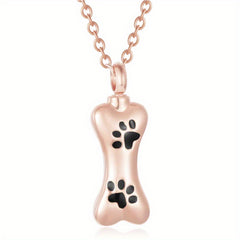 Stainless Steel Paw Bone Pendant Cremation Urn Necklace