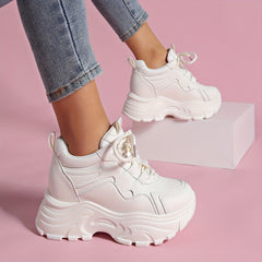 Women's Lace Up Platform Chunky Sneakers Thick Sole Walking Shoes