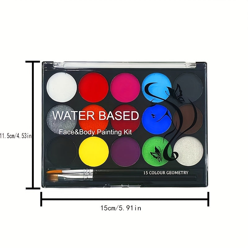 15-color Water Soluble Body Paint - Quick Drying Fluorescent Colors