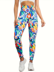 Print High Waist Tummy Control Fitness Pants Quick Dry Yoga Leggings