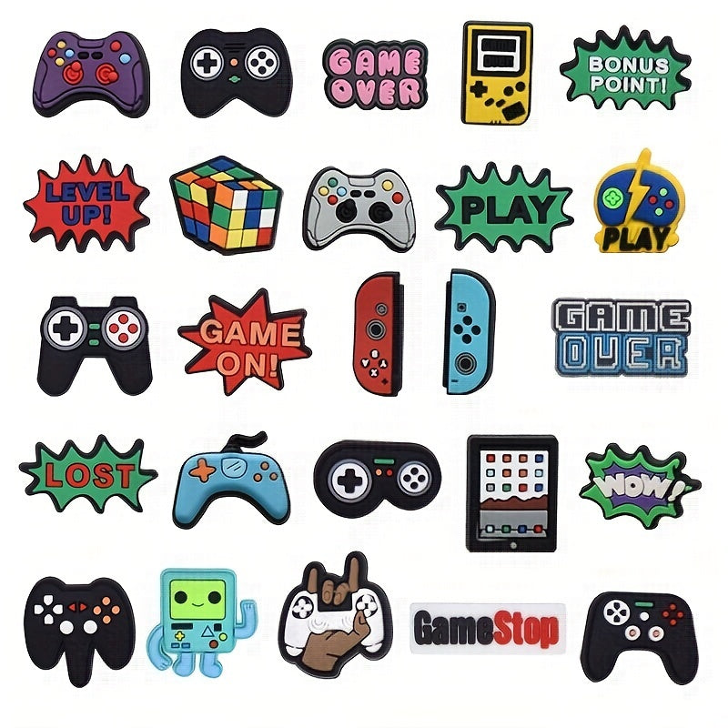 25pcs Gaming Theme Shoe Charms for Clogs, Slides, Sandals - Shoe Decor Acc