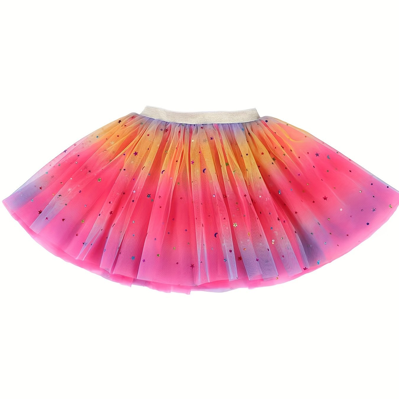Sequin Rainbow Tutu Skirt Performance Dance Skirt Kids Clothes