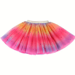 Sequin Rainbow Tutu Skirt Performance Dance Skirt Kids Clothes