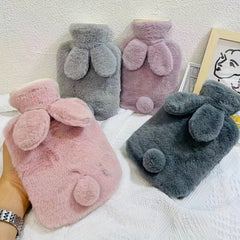 500ml Winter Warm Water Bag Plush Cover Rabbit Hand Warmer