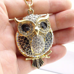 Owl Rhinestone Keychain Pendant Enamel Alloy Bag Ornament