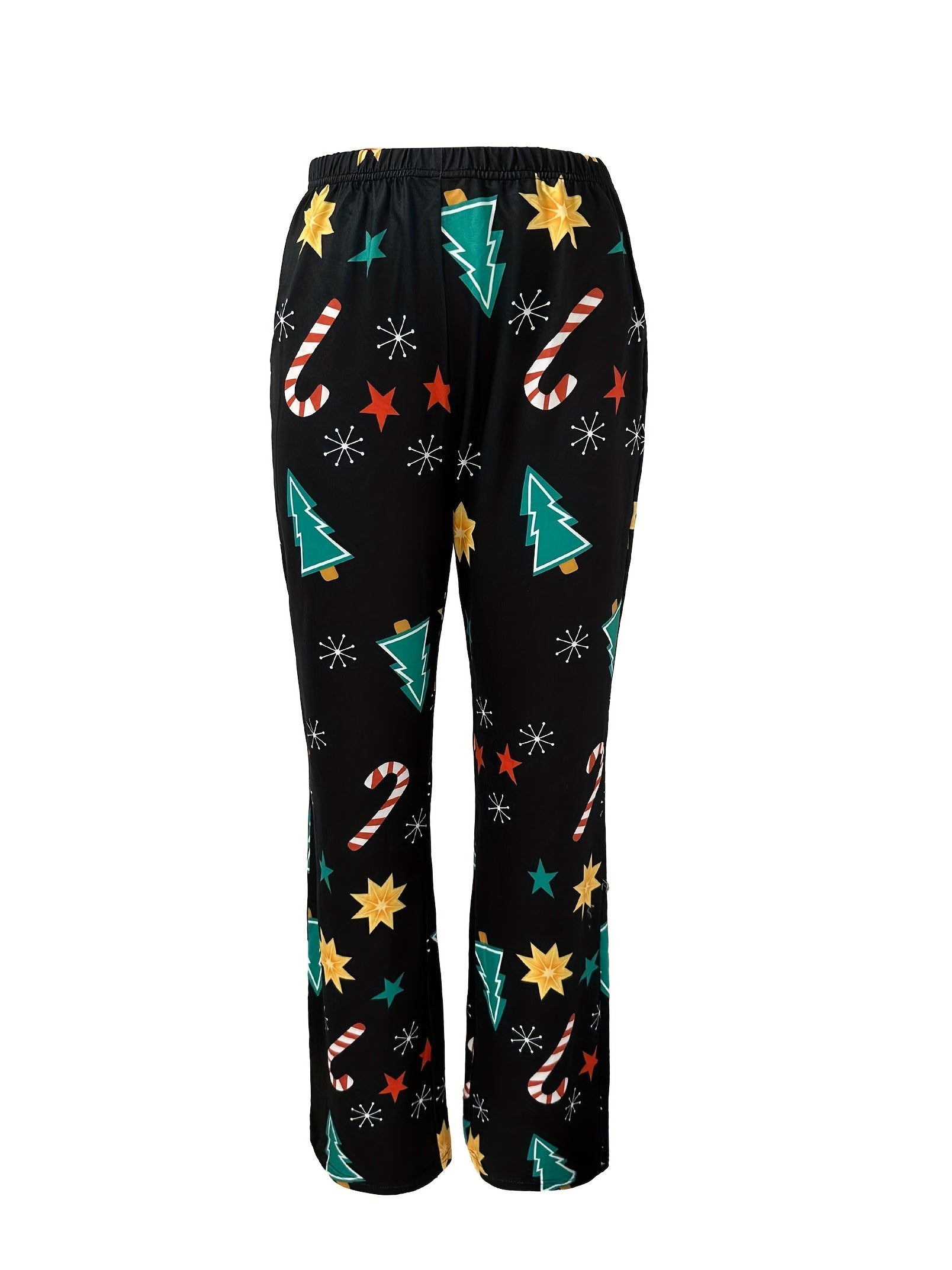 Christmas Print Lounge Set Long Sleeve Top & Pants Women's Loungewear