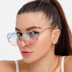 Oversize Polygon Rimless Sunglasses For Women