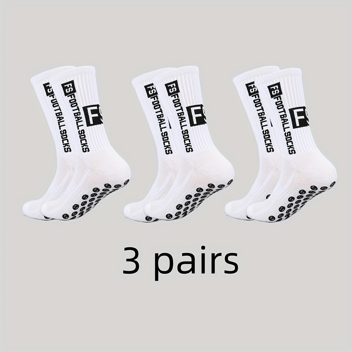 3 Pairs Men's Mid Crew Sport Socks Non Slip Shock Absorption Nylon Blend