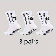 3 Pairs Men's Mid Crew Sport Socks Non Slip Shock Absorption Nylon Blend