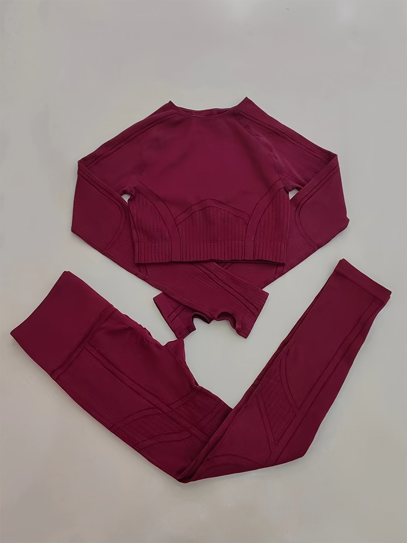 Yoga Workout Set Long Sleeve Thumb Hole Top & High Stretch Leggings