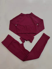 Yoga Workout Set Long Sleeve Thumb Hole Top & High Stretch Leggings