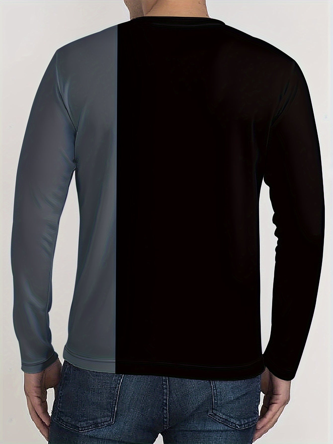 Men's Block Long Sleeve T shirt Casual Comfy Tees For Autumn