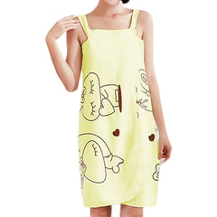 Rabbit Pattern Women's Bathrobe with Thick Straps