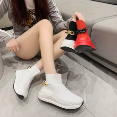 Knitted Slip On Sock Boots Platform Sneakers