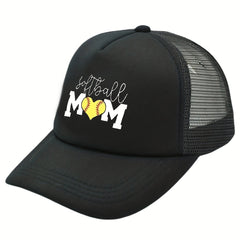 Softball Mom Trucker Hat Mesh Baseball Cap Sunshade Dad Hats