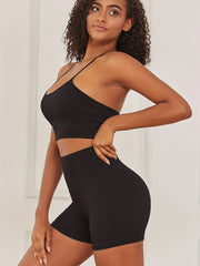 Solid Ribbed Push Up Bra & Panties Lingerie Set