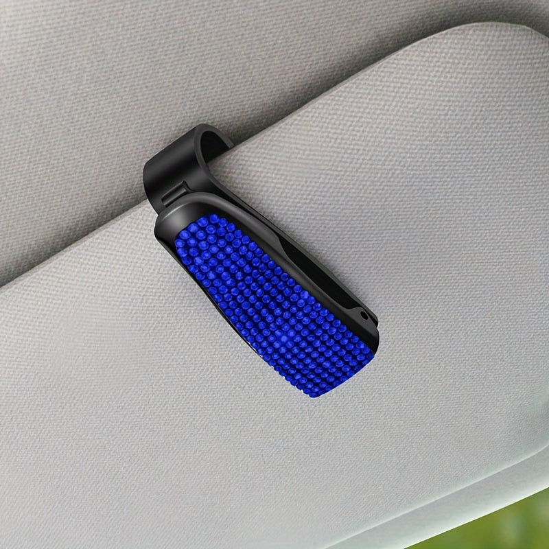 Car Sunshade Clip Rhinestone Decor Visor Glasses Holder
