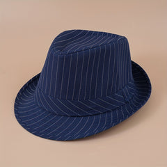 Solid Striped Jazz Fedora Cap Lightweight Summer Sun Hat