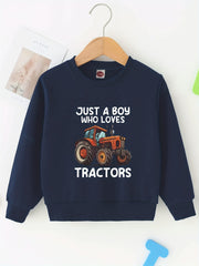 TRACTOR LOVER Print Boys Hooded Sweatshirt