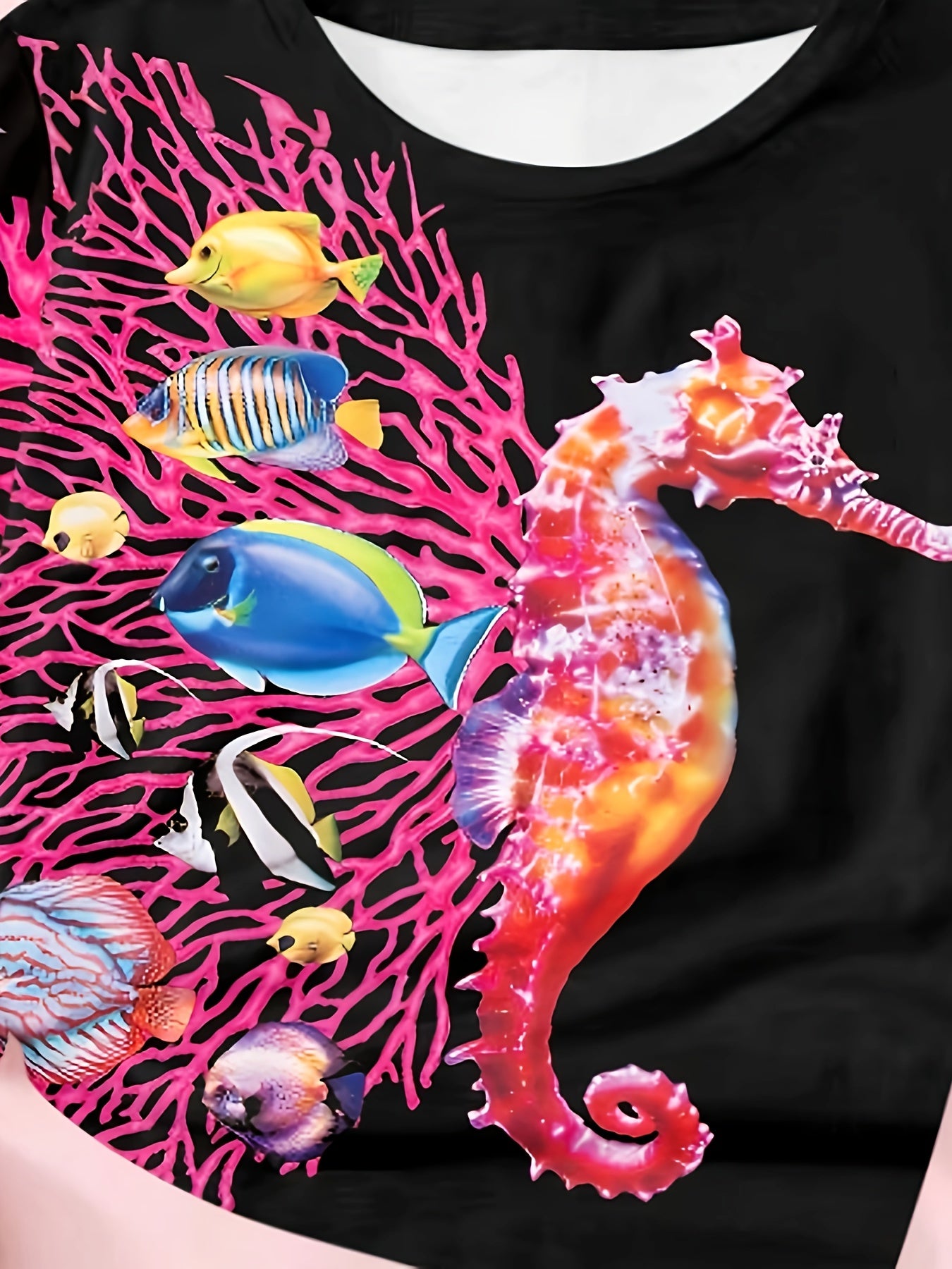 Seahorse Graphic Short Sleeve T shirt For Girls Summer Gift