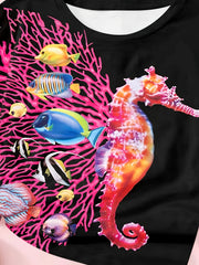 Seahorse Graphic Short Sleeve T shirt For Girls Summer Gift
