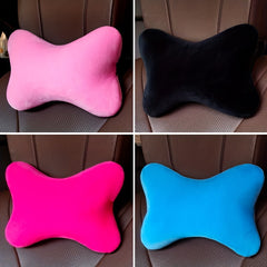 Cartoon Car Head & Waist Support Pillow Set Plush Winter Interior Decor
