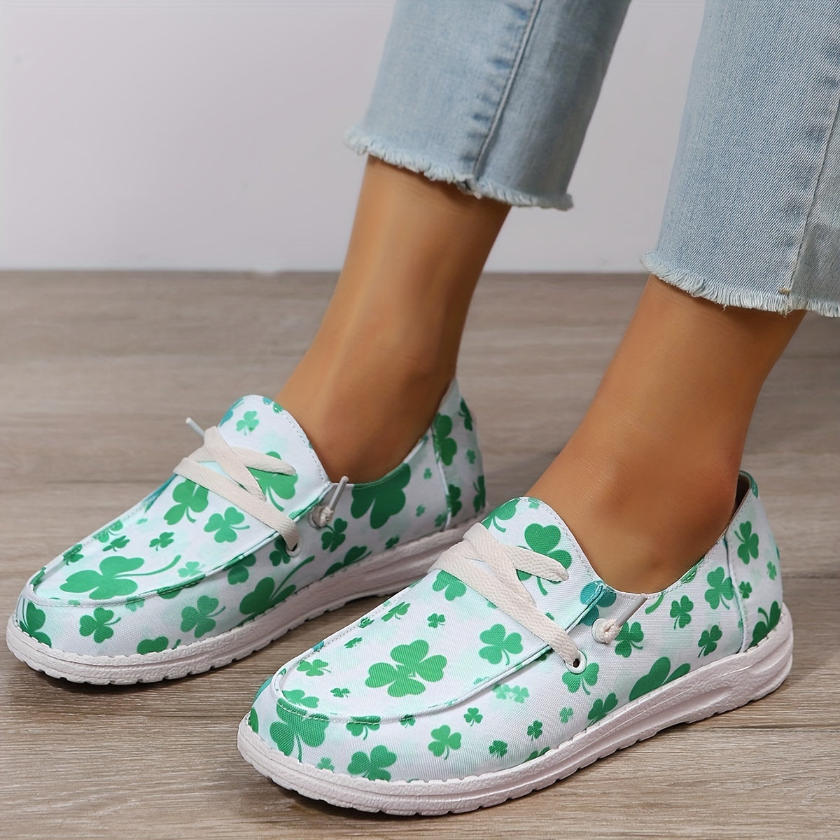 Women's Leaf Print Flat Loafers Casual Slip On Shoes