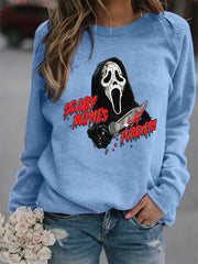 Scary Movies Print Crew Neck Sweatshirt