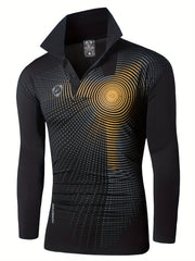 Men's Block Turndown Collar Casual Long Sleeve Shirt