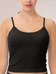 Solid Cami Top Comfy Crew Neck Backless