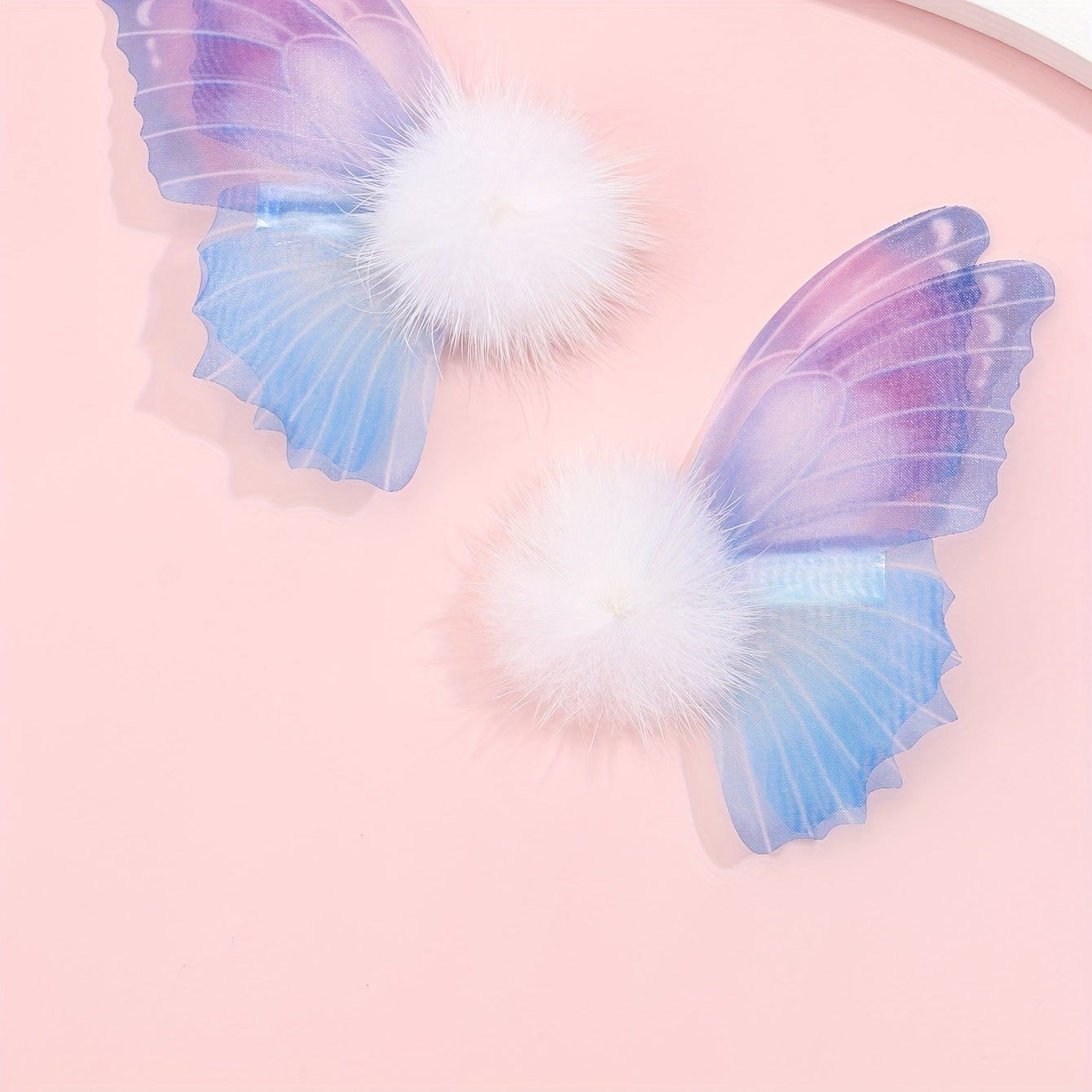 2pcs Sweet Plush Butterfly Hair Clips Party Girls Accessories